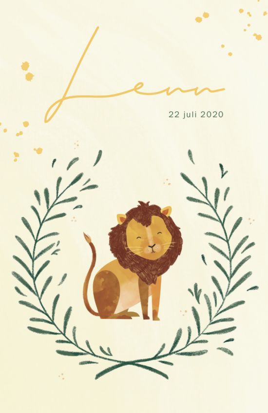 Leeuw baby Lenn geboorte geboortekaartje